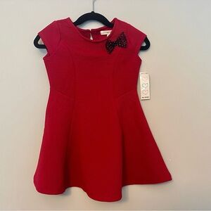 Self Esteem Red Kids Dress with Bow Accent